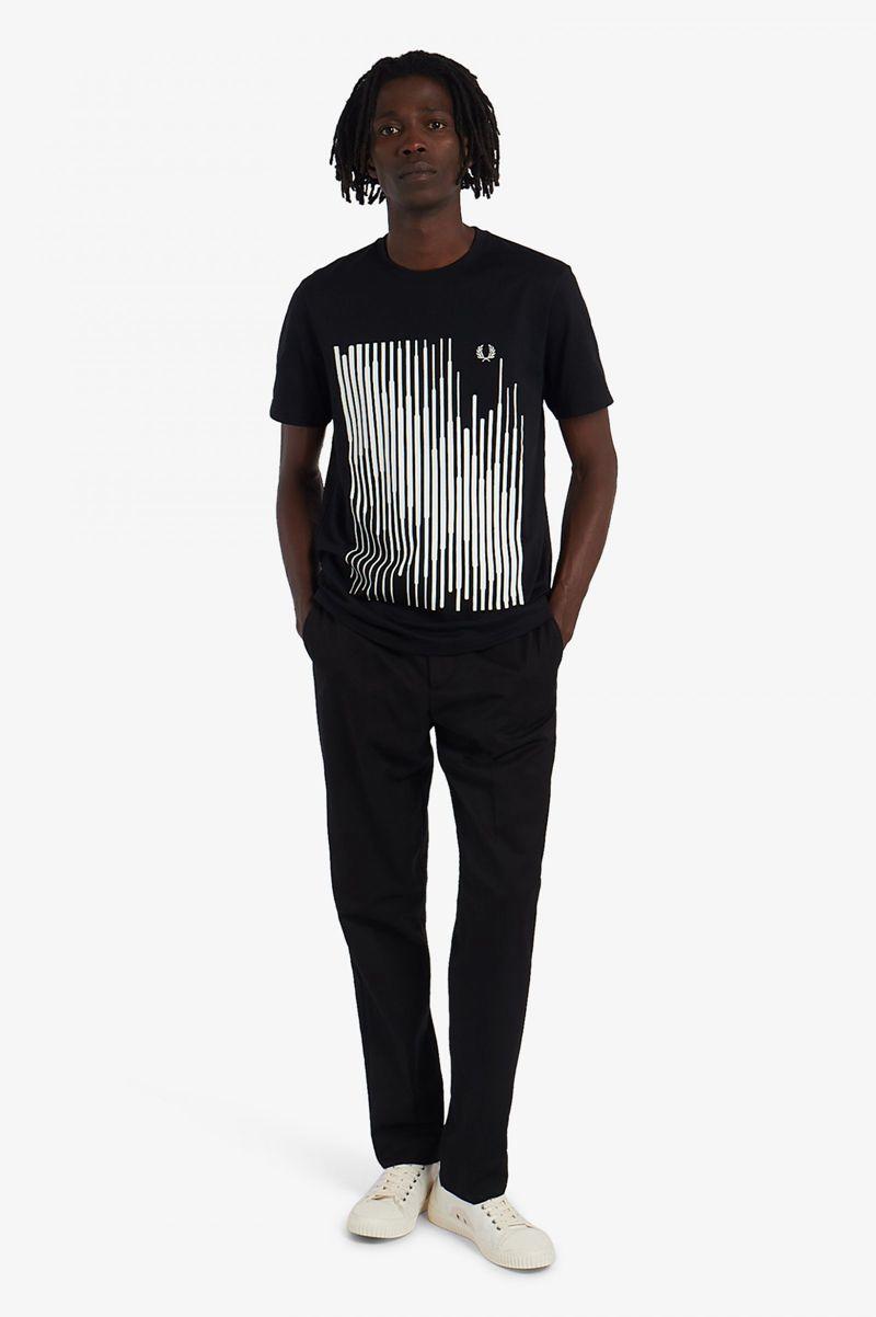 Black Fred Perry Sound Wave Graphic Men's T Shirts | PH 1762CTVE